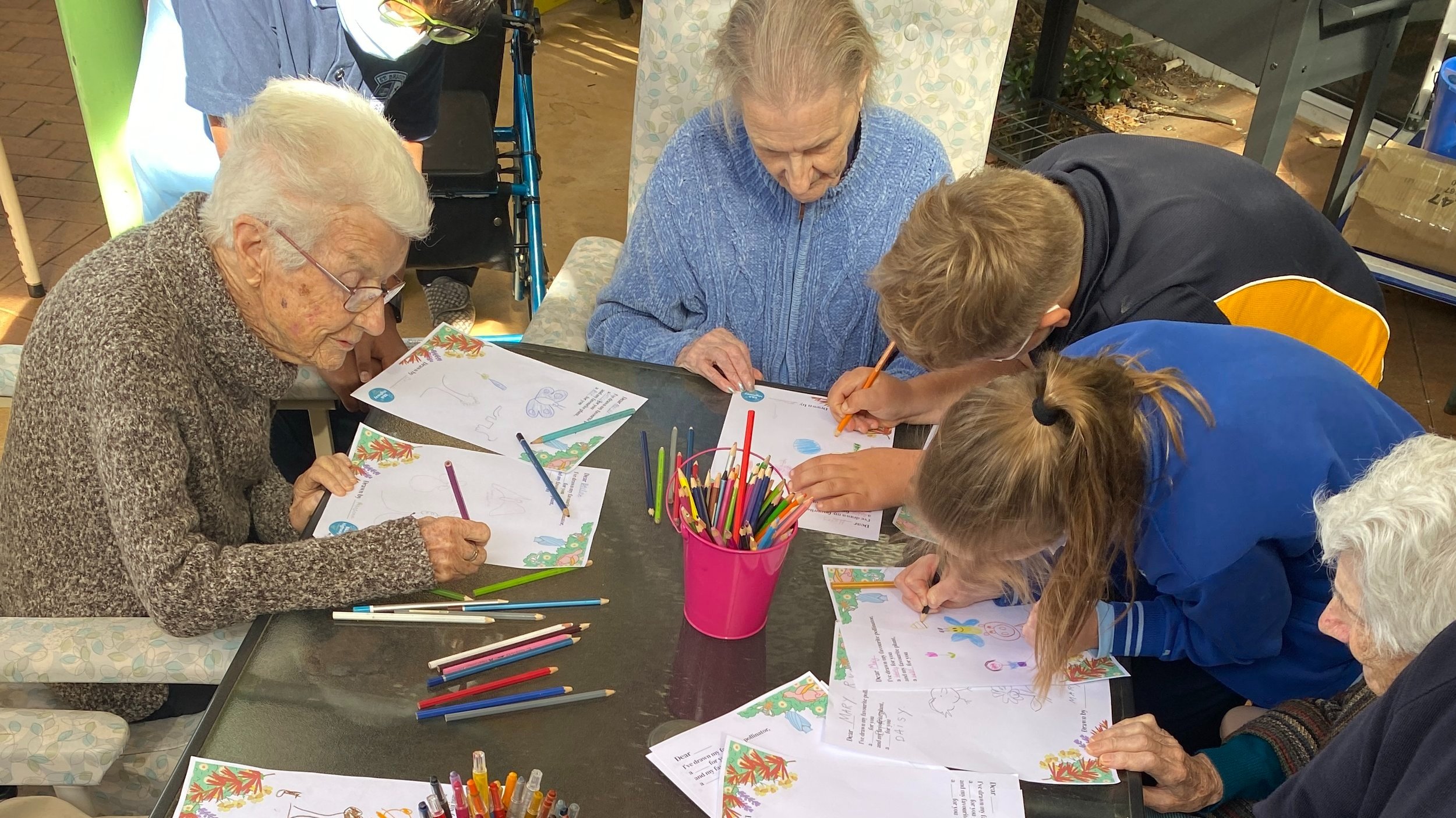Inter-generational program featuring senior citizens and school kids