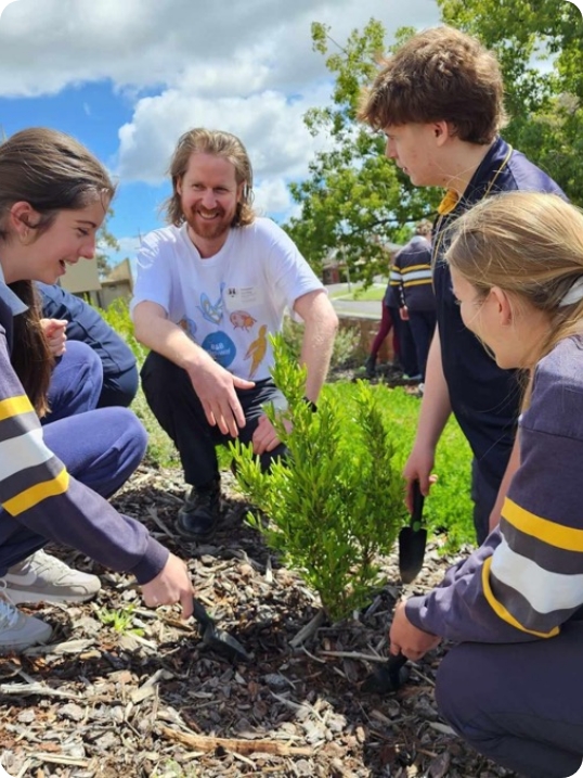 St Mary’s Campus of Catherine McAuley College Bendigo students planting native pollinators